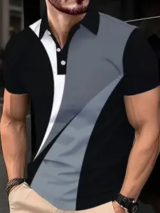 Men's Casual Print Polo Shirt in Standard Size, Comfortable Breathable Fit for All Occasions, Perfect Gift Choice for Style Lovers