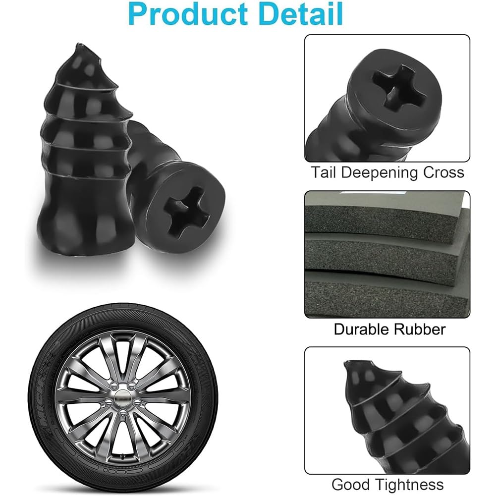 60PCS Tire Repair Rubber Nail Kit, Vacuum Screw In Tire Plugs, Fast Self-Service Wheel Nail Plug Repair Kits, Suitable for Car, Motorcycle, Truck, Tractor Tire Puncture Repair