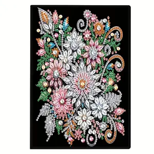 Diamond Art Notebook Set, 5D DIY Crystal Diamond Mosaic Diary, Artificial Leather Cover, Irregular Diamonds, Craft & Learning Journal