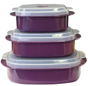 212 MAIN Plum Microwave Cookware Set, Plastic Food Steamer with Lid (Reston Lloyd 20502), Adjustable Vent