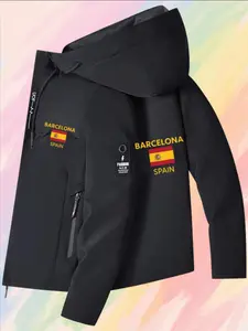 Barcelona Print Hoodie, Simple Yet Vibrant Style, Classic Versatile Hooded Design, Sporty Casual Wear, Suitable for Various Daily Scenarios