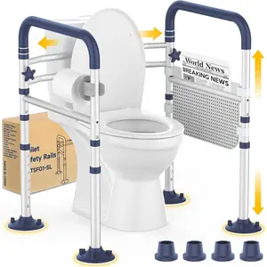 Toilet Safety Rails for Seniors, Adjustable Height & Width Toilet Rails, 350 lb Toilet Handles for  and , Foldable Toilet Safety Frame, Toilet Bars Fit Any Toilets