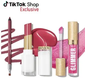 Revlon TikTok Shop Exclusive Lip Bundle - Super Lustrous Glass Shine Balm, Colorstay Multi-Liner, Glimmer Gloss, Radiant Makeup hydrating Lip Set