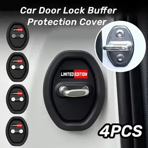 4pcs Car Door Lock Protection Silicone Pads Set, Anti-Rust Shock Absorption Quiet Pad, Durable Noise Reduction, Compatible with All Cars