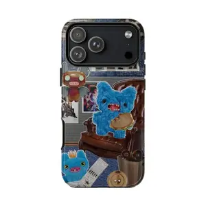 Mohawk Denim Notebook Queen Quirky Toybox Blue Plush Bat Creature Fuggler Monster Lounge Art Tough Phone Case. Weirdcore Grunge Aesthetic Rugged Shockproof Protective Cover For iPhone 17 Pro Max 16 Air 15 14 13 12 11.