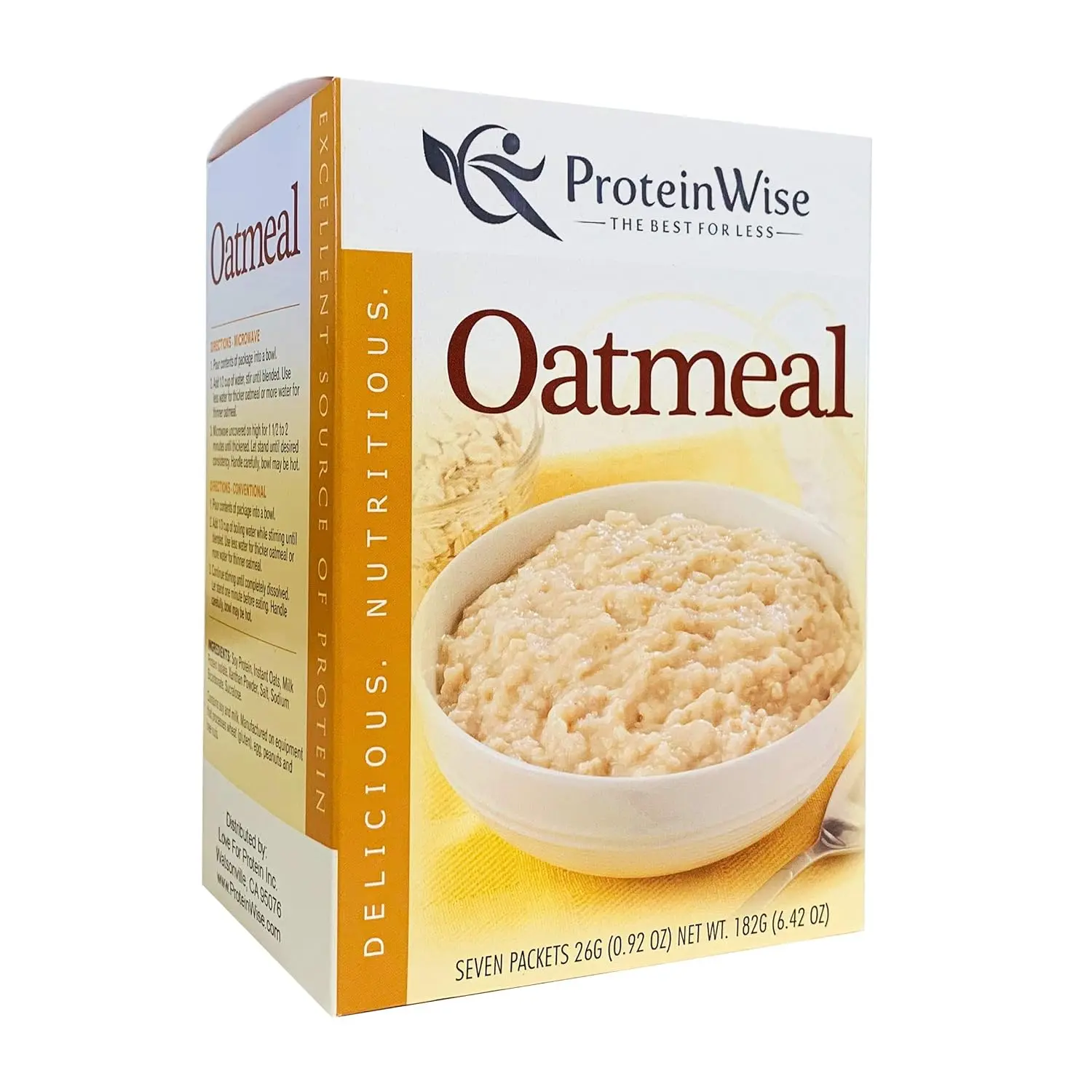 ProteinWise Instant Oatmeal - High Protein, Sugar Free, Kosher, Healthy Breakfast, 7 Packets