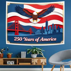 250 Years of America 3D Paper Cut Bald Eagle Tapestry, Patriotic Usa Flag, Golden Gate Bridge, Large Wall Art Decor, Unique Home Decor Gift