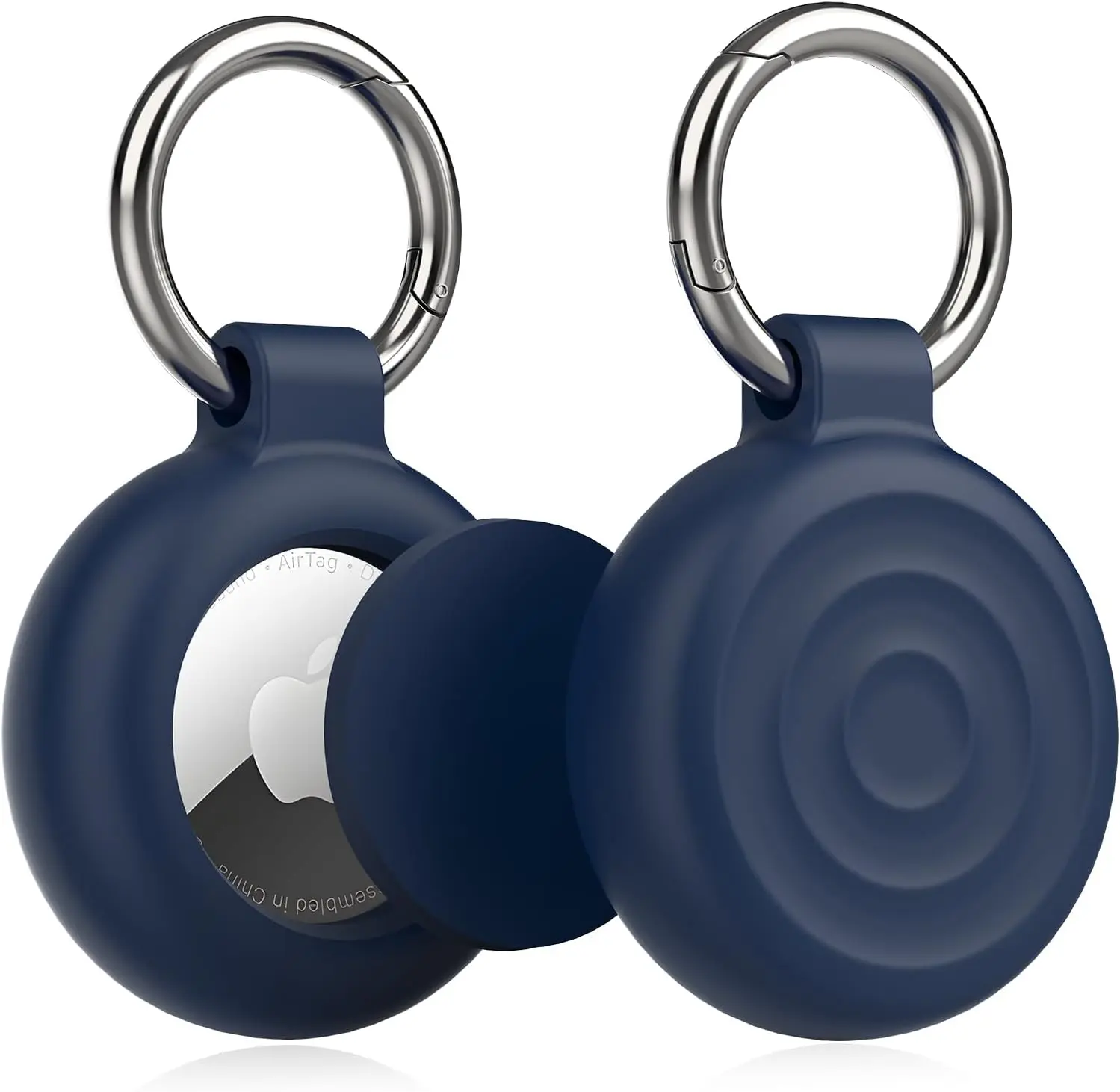 Airtag Holder  Case, 2-Pack  Protective Cover with Key Ring for  Airtag, Durable and Lightweight Design for , Bags, Pets, and More-Blue
