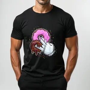 [100% Cotton] [100% Cotton] Playful Donut Lovers Graphic T-Shirt With Sweet Sprinkles Design . T-Shirt For Men And Women