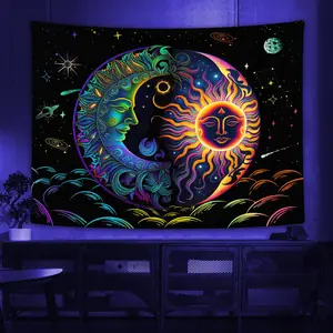Moon & Sun Pattern Tapestry, Modern Wall Hanging, Hanging Tapestry, Wall Art Decor for Home Living Room Bedroom, Home Decor Supplies