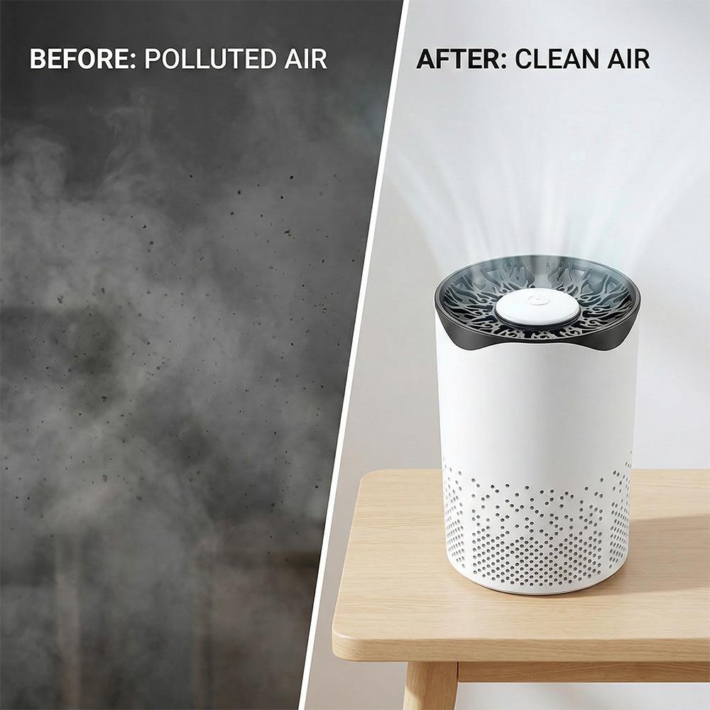 Air Purifiers for Home , 3-in-1 Filter Air Cleaner for Home, Portable Air Purifier Effectively Remove Formaldehyde, Smoke, Dust, Odors & Pet Dander