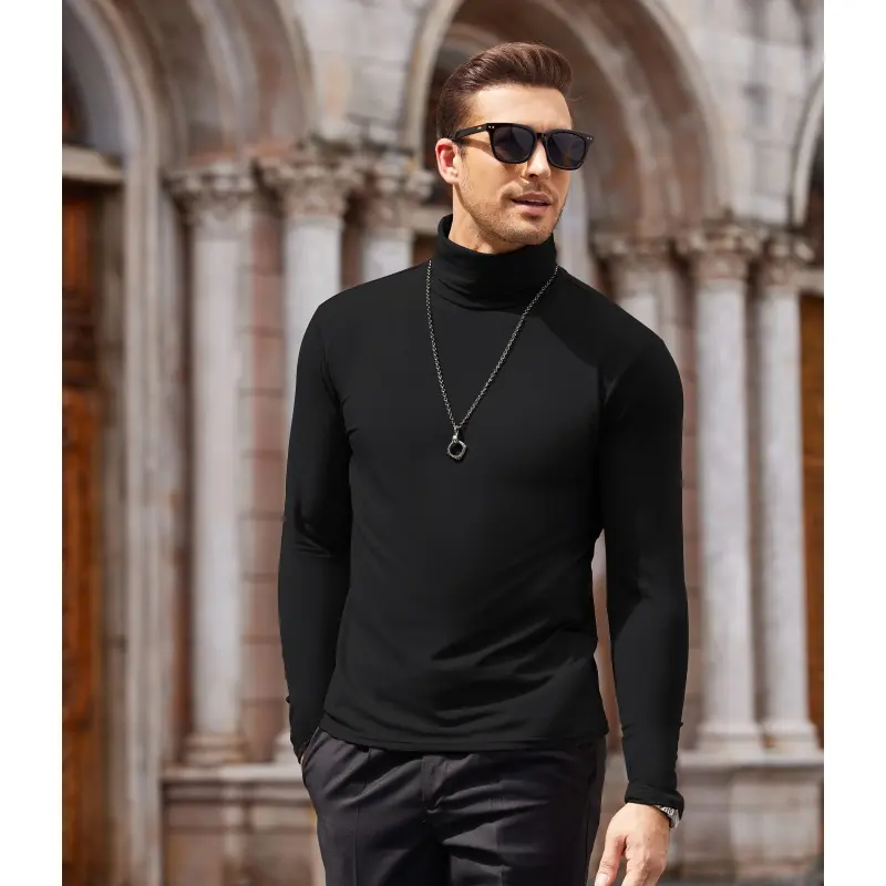 COOFANDY Men's Classic Fashion Thermal Slim-Fit Turtleneck Cotton-Spandex Knitwear Pullovers, Lightweight Basic Men's Tops