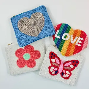 Beaded Zipper Coin Pouch, Cute Coin Purse For Girl, Beaded Coin Purse, Zipper Coin Pouch, Gift Card Holder