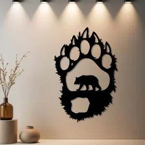 Housewarming Gift, 1pc Rustic Big Bear Paw Metal Wall Decor, Artwork, Art Wall Decoration, with Premium Finish - Ideal Gift for Autumn Decor, Christmas, Birthday - Metal Wall Sculptures