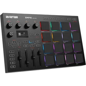 EMP16 MIDI Pad Controller Beat Maker Machine With , 16 RGB Velocity  Beat Pads, 16 Level, Full/Half Level, OLED Display, MIDI In/Out