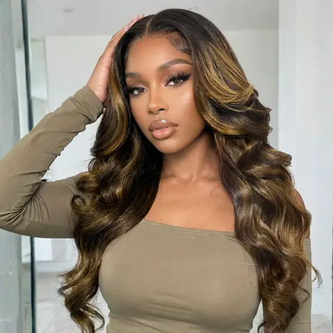 UNice Women's 100% Human Hair Glueless Balayage Highlight Body Wave Lace Front Wig - 7x5 HD Pre-cut Lace, Heat Resistant, Beginner-Friendly, Ready-to-Go, Summerwins, Sohochic, Lace Front Wigs