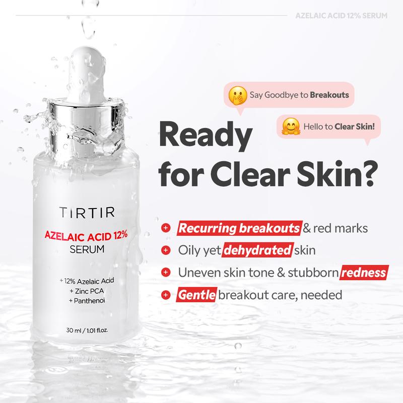 [TIRTIR Official] Azelaic Acid 12% Serum - Lightweight Dark Spot Reducer, Gentle Breakout care, For Uneven skin tone, Redness, Red Marks and Acne