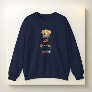 Teddy Bear USA Sweater, Cute Cozy Knit Pullover, Aesthetic Graphic, Soft Unisex Top, Cozy Fall Winter Outfit, Teddy Bear Cute USA