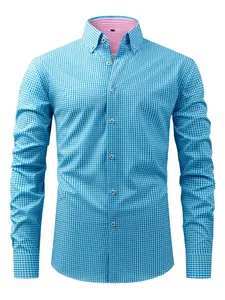 Men's Long Sleeve Blouse, Loose-Fitting Button Shirt, Digital Print, Business Casual, All Seasons, Father's Day Gift