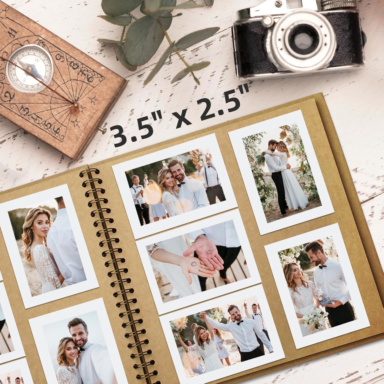 Travel Scrapbook Album 40 Pages (8 x 8 Inch) Brown Kraft Paper, Photo Album Scrapbook, Memory Book - Ideal for Your Anniversaries Scrapbooking Albums Art & Craft Projects