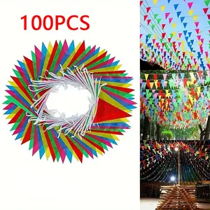 Triangle Colorful Flags Pack, Set, Party Banner Triangle Home Street Decoration, Festive Decorations for Celebrations & Events