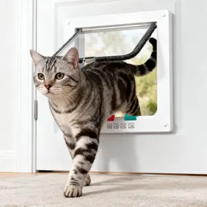 Cat Door for Windows Outer Size 11" * 9.8", Weatherproof Pet Door with 4 Way Lock, Cat Flap Door for Interior Exterior Doors, Window, Wall, Large Pet Doors with Magnetic Flap for Cats up to 25lb