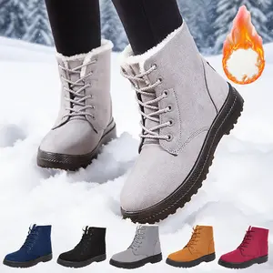 Winter Snow Boots Warm Women's Shoes Short Boots Flat Women's Wool Shoes with Fleece Lining and Robust Sole Design