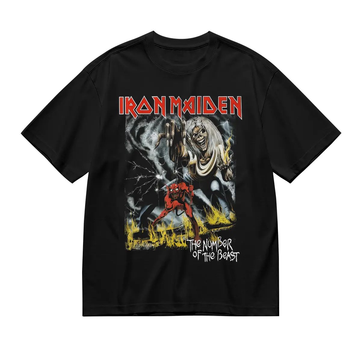 Iron Maiden Inspired The Number of the Beast Printed T-Shirt, Vintage Classic Heavy Metal Band Graphic Unisex Crew Neck Short Sleeve Cotton Tops, Casual Streetwear For Metal Music Fans S-5XL