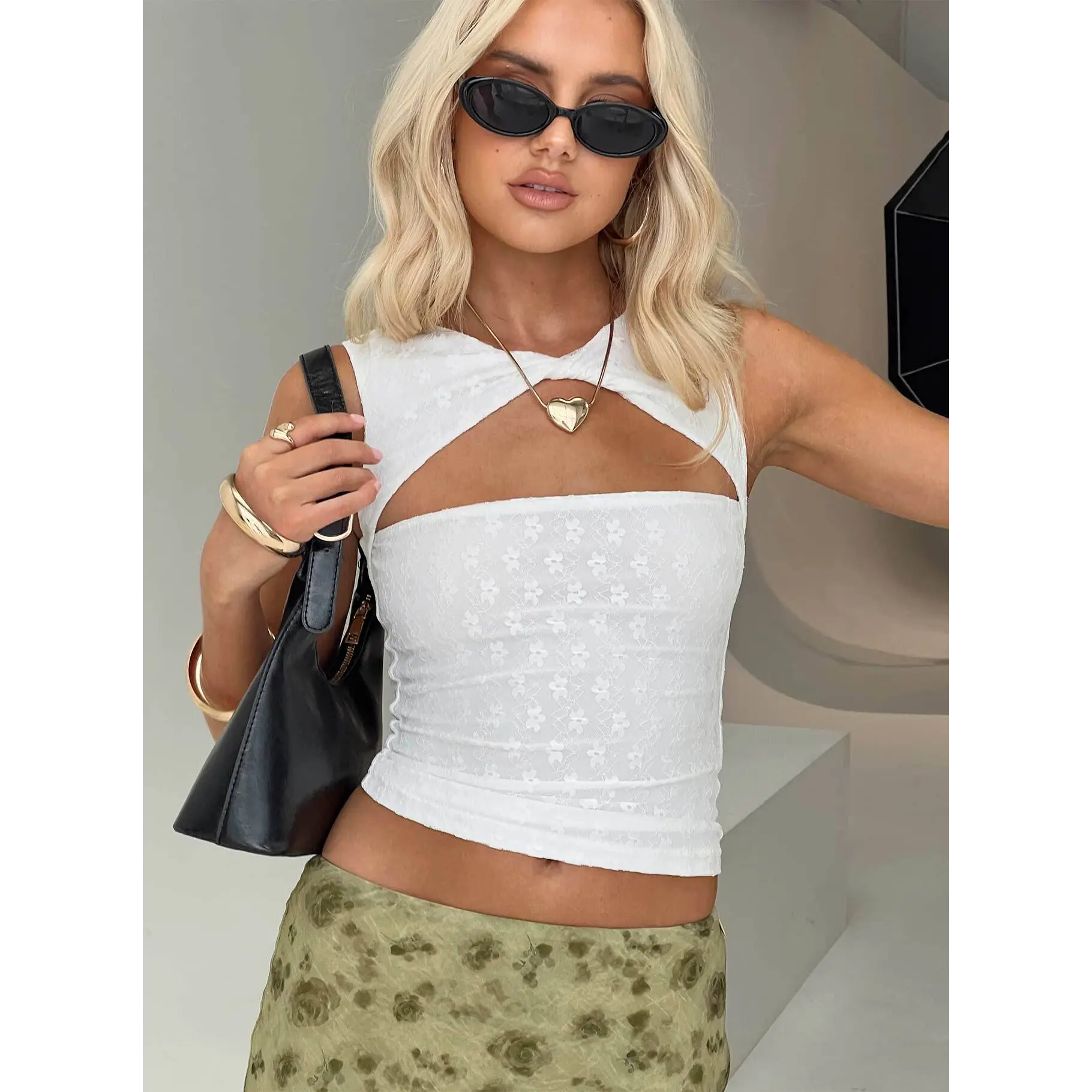 Martiney Twisted Tank Top White