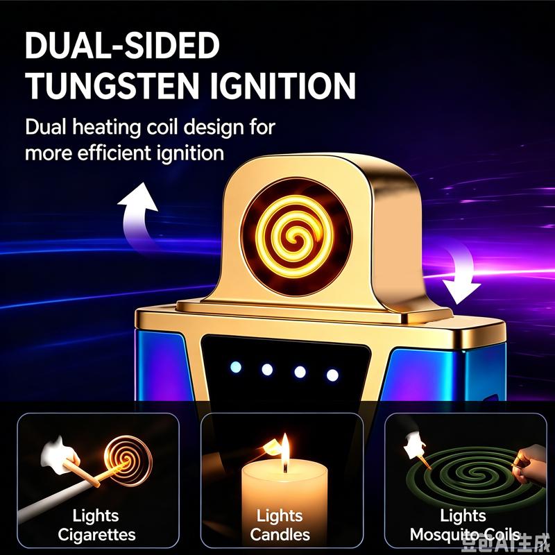2-Pack Dazzling Dazzling USB Charge Electronic Cigarette Lighter, Windproof, Sleek Look, Sturdy Camping Gear Accessory for Candles, Aromatherapy, Ideal Gift for Boyfriend
