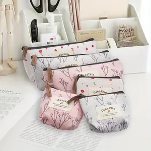 6-piece Bag Canvas Zipper Cosmetic Bag Set Cute Floral Cosmetic Bag Multifunctional Pencil Case Cosmetic Bag Coin Purse