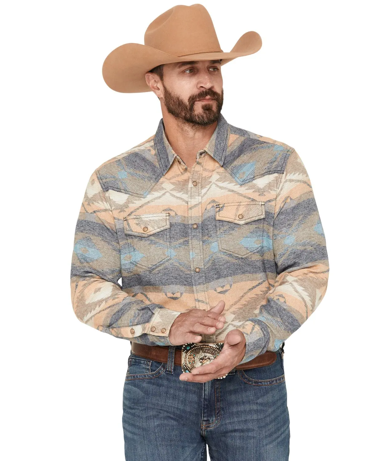 Cody James Men's Men'S Arrow Bear Southwestern Print Long Sleeve Snap - Cjfa26fl2-Multi