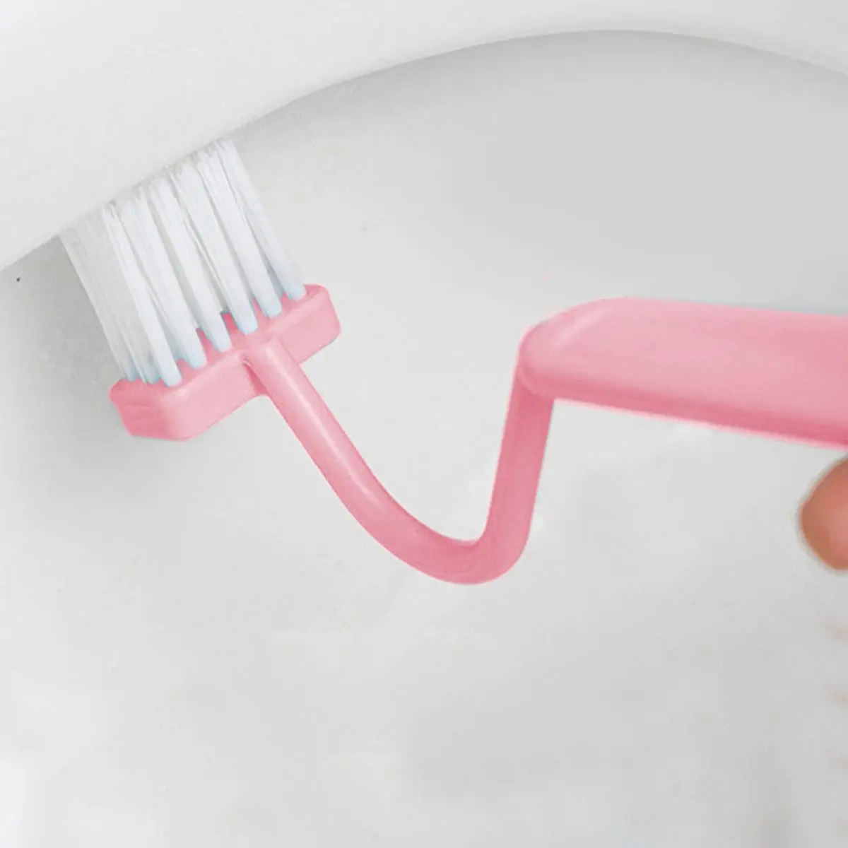 Toilet Brush with Holder, 1 Count Pink Wall Mounted V Shaped Toilet Brush, Pink Toilet Cleaning Brush, Toilet Brush Set