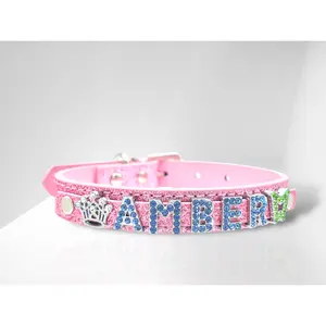 ALPHABET Brilliance Personalized Handmade PU Leather Dog Collar