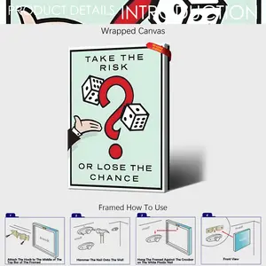 Classic Cartoon Graffiti Canvas Painting ALEC Monopoly Time Is Money Poster for Home Living Room Office Wall Picture Decor Eco-Friendly Material Fade-Resistant UV-Protected Artistic Decoration