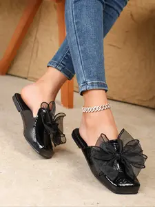 New Spring Fall Slip-On Mules, Anti Slip Clogs, Sexy PU Leather Square Toe Shoes, Thick Heel Anti-Slip Office Work Flats, Casual Wear