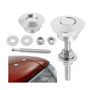 Universal Aluminum Quick-Release Lock Latches, 1.25-Inch Diameter Silver Vehicle Fasteners for Bumper, Hood and License Plate-MM1