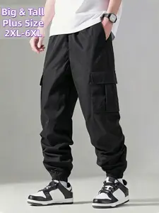 Plus-Size Casual Cargo Pants for Men, Multi-Pocket Big and Tall Work Trousers. Pants for Larger Individuals. Athletic Pants, Plus Size, Casual Sporty Trousers