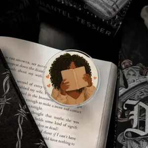 Melanin Beauty Women With Book Phone Accessories, Curly Hair Reader Phone Grip, Magnetic Bookish Accessory For Kindle & Phone, Cute Gift For Women