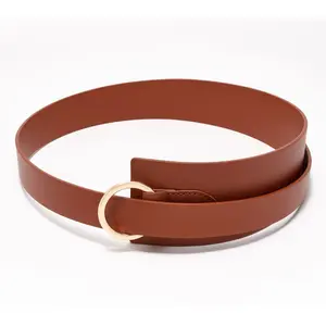 Susan Graver Faux Leather Asymmetrical Wrap Belt with Metal Ring