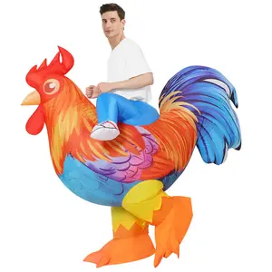 GOOSH Chicken Costume for Adult Ride-on Inflatable Chicken Costume,Rooster Blow Up Costume for Halloween Birthday Christmas Cosplay