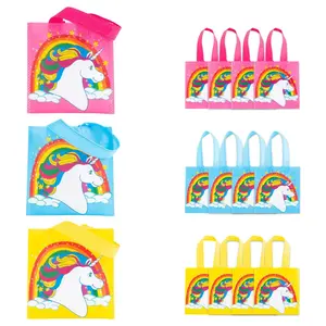 6" x 6" Mini Nonwoven Unicorn Tote Bags - 12 Pc.