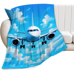 Airplane Blanket for Boys Pilot Plane Throw Blanket Aircraft Soft Cozy Fleece Fuzzy Stuff Plush Flannel Gifts for Girls Women Kids Adults 40''x50''