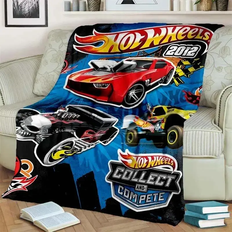 H-Hot Wheels Lightweight Flannel Throw Blanket, Warm Soft Multipurpose Blanket for Road Trips, Movie Time, Holiday Gift, All Seasons