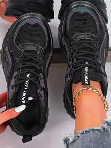 Women's Fashionable Lace Up Low Top Sneakers, 2024 New Style Casual Breathable Comfortable Sports Running Shoes, All-match Basic Shoes for Daily Wear