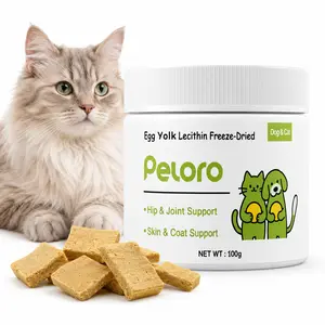Peloro Egg Yolk Lecithin Freeze-Dried Cat Treats & Topper, Grain-Free Skin & Coat Support Bites for Indoor Cats, with Chicken Breast, Egg Yolk & Fish Oil, 100g