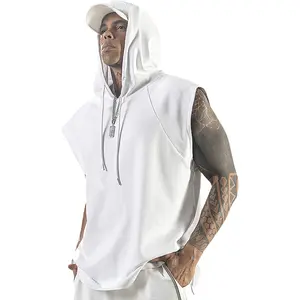 Men's Workout Hooded Tank Top Sleeveless Gym Hoodie