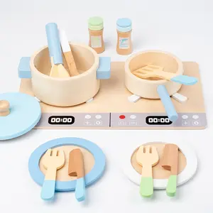 Wooden Kitchen Toy Set, Complete Cooking Utensils, Montessori Early Education, Safe Non-Toxic, Kids Pretend Play, Birthday Gift
