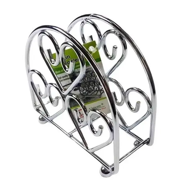 Steel Napkin Holder Chrome Finish Tabletop Tissue Organizer Silver