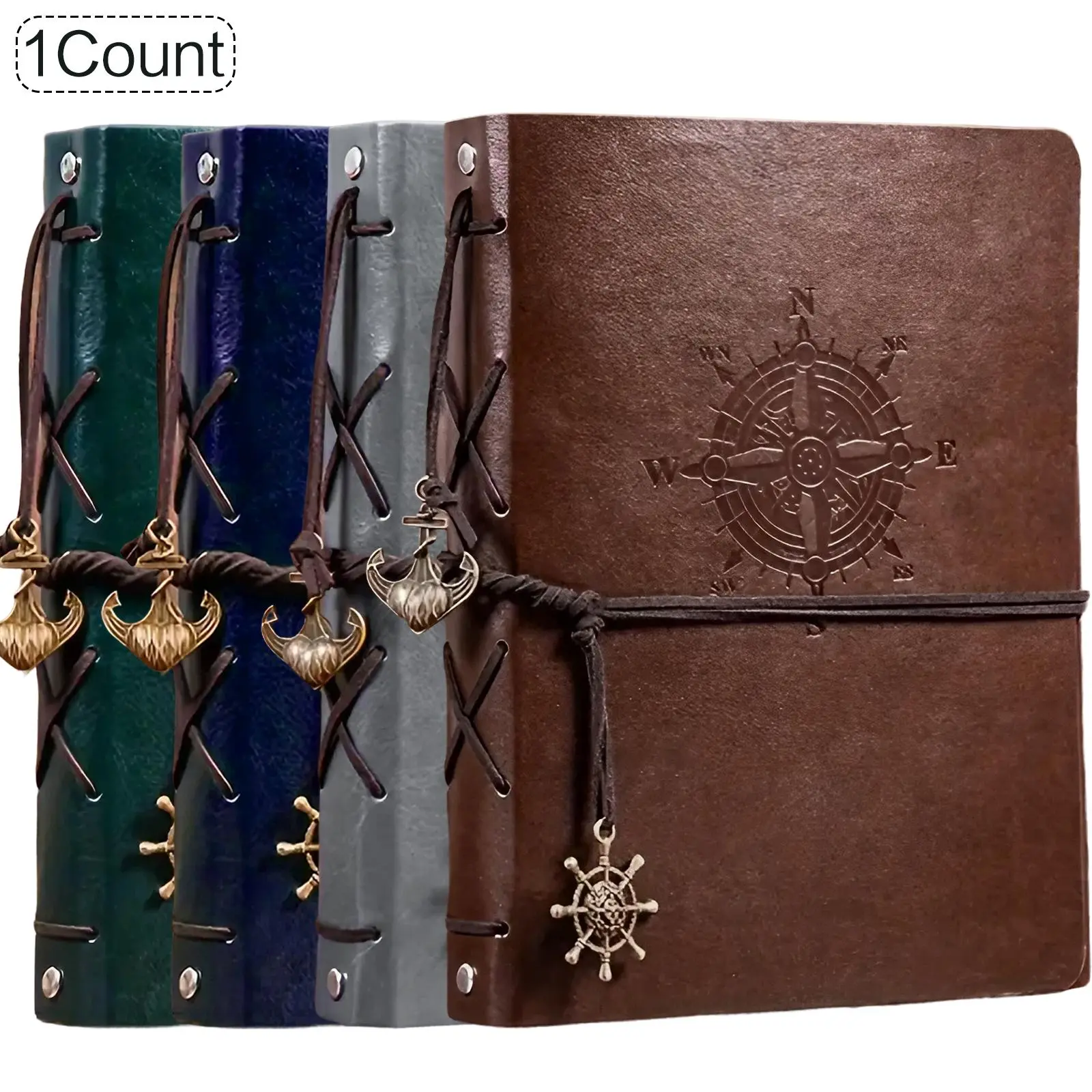 Compass Pattern Vintage Loose-leaf Binder Paper, 1 Count 80 Sheets Retro Style Loose-leaf Notebook, Aesthetic Notebook, Office Stationery & Supplies, Vintage Leather Journal, Aesthetic School Supplies